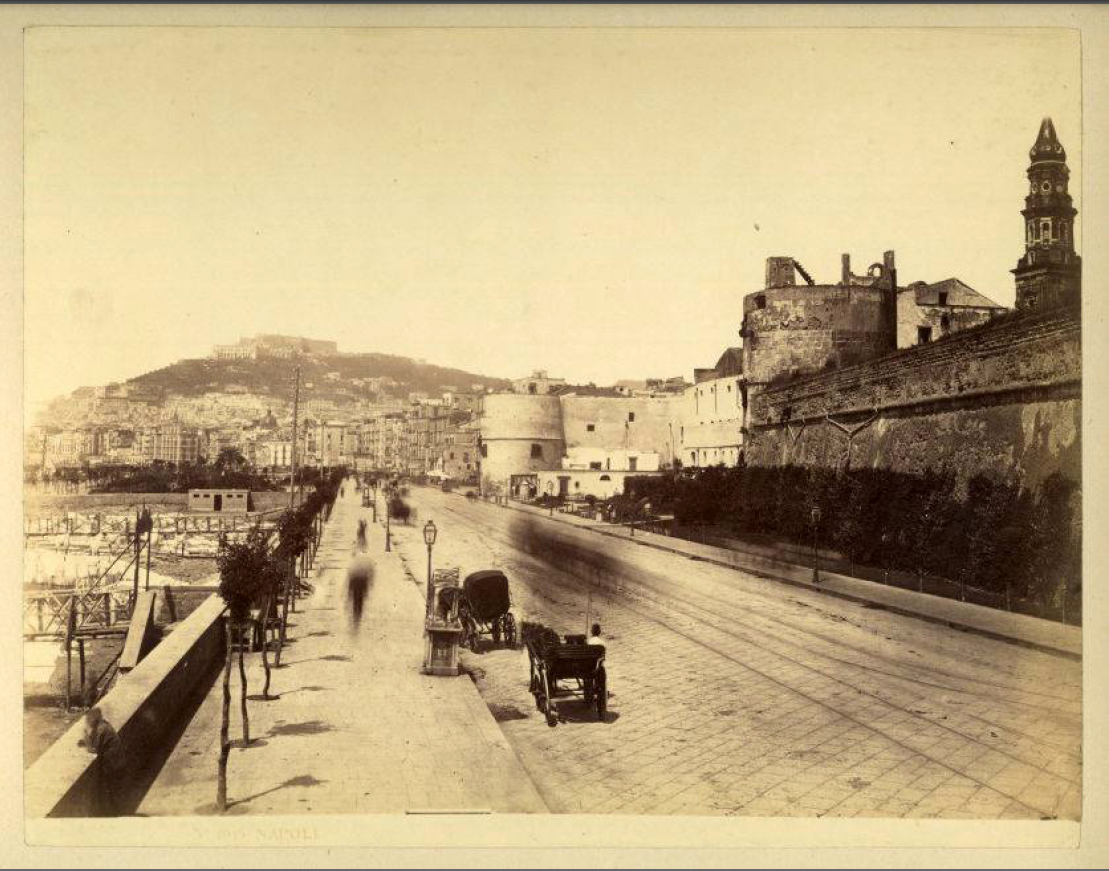 Via Marina con il Castello del Carmine (1870)